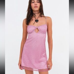 For Love and Lemons Pink Glitter Slip Dress